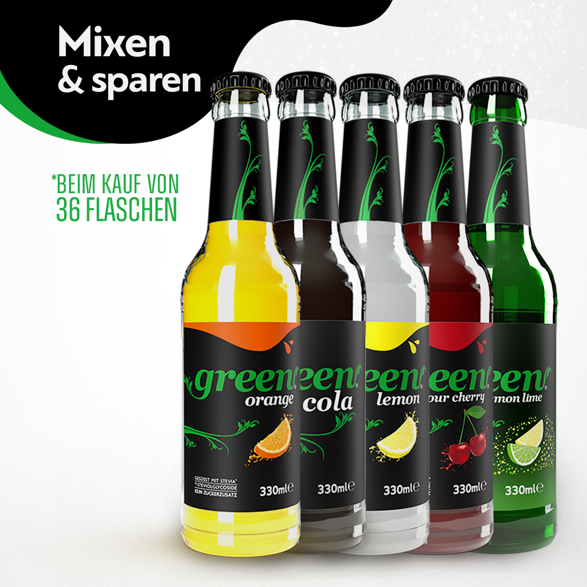 Green Glas Mix - 36 x 0,33ml Mehrwegglasflaschen