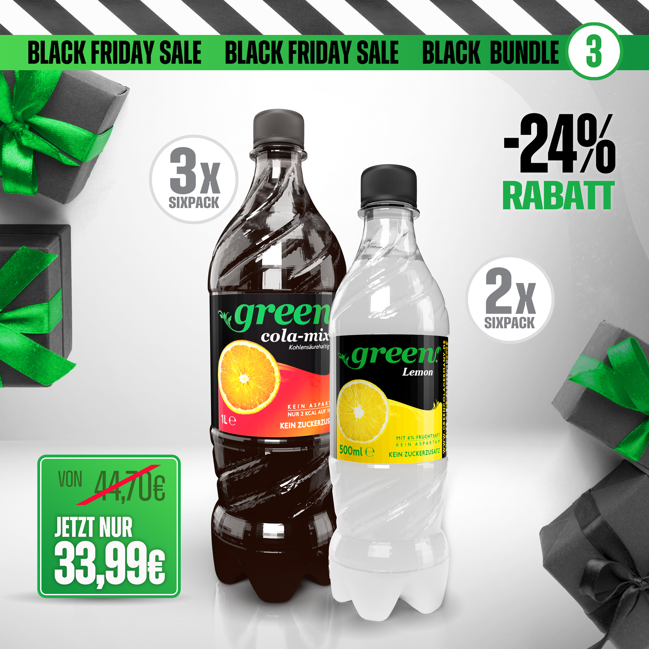 Black Mix Paket 03 // Cola-Mix+Lemon (18x1L + 12x500ml Pet) 