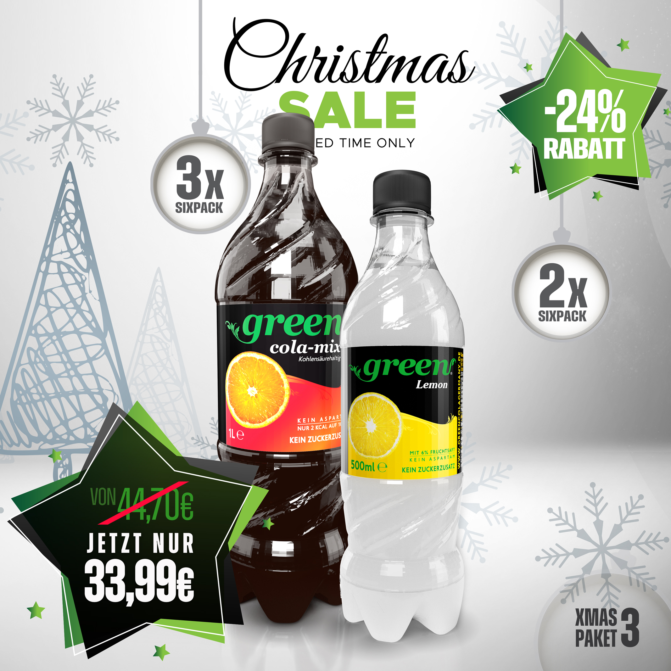 X-MAS Paket 03 // Cola-Mix+Lemon (18x1L + 12x500ml Pet)