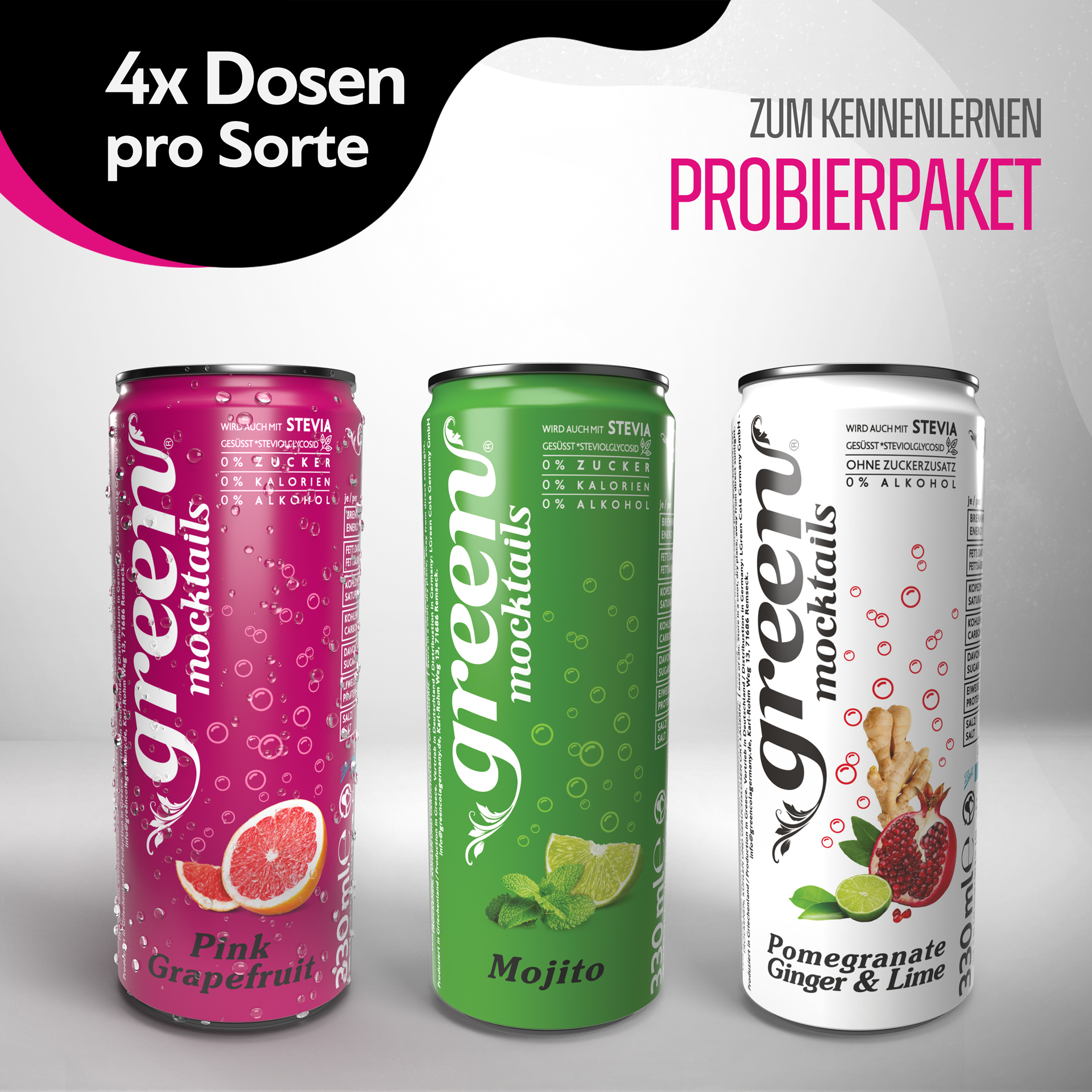 Green Mocktails Propierpaket 12 x 330ml Dosen (4xDosen je Sorte)