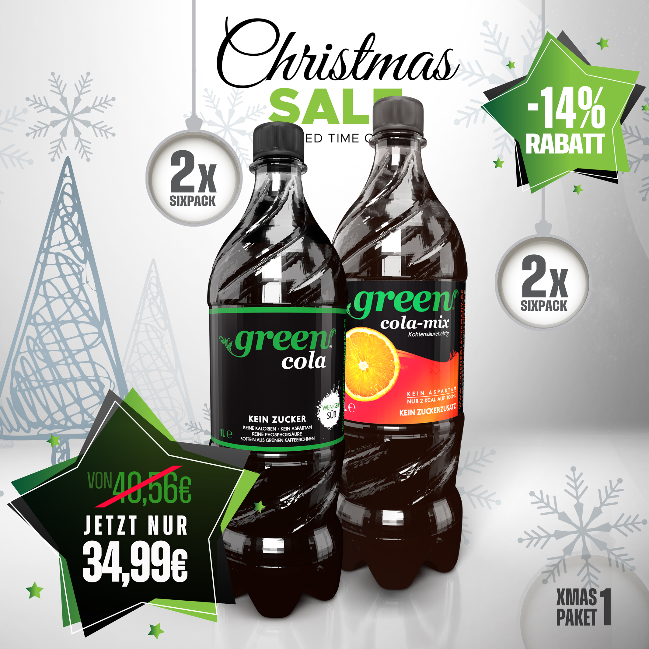X-MAS Paket 01 // Cola+Cola-Mix (24 x 1L Pet)