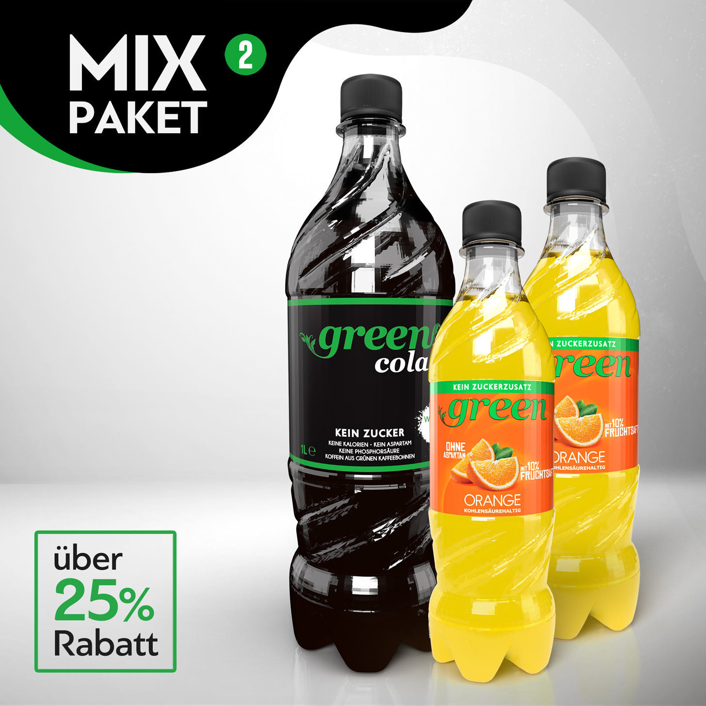 Green Cola-Orange Mix Paket 02 - 12 x 1L & 24 x 500ml Pet 
