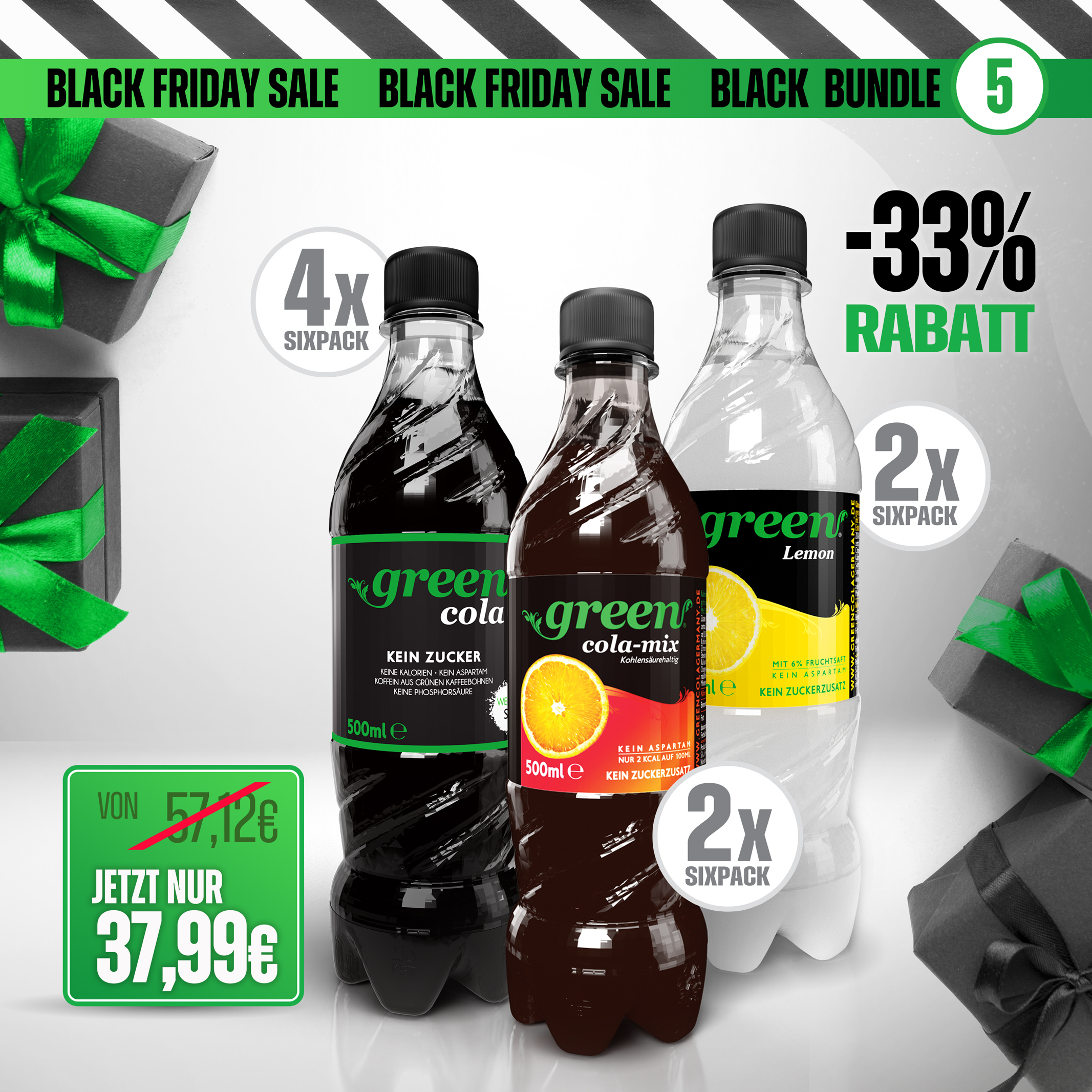 Black Mix Paket 05 // Cola+Cola-Mix+Lemon (48 x 500ml Pet)